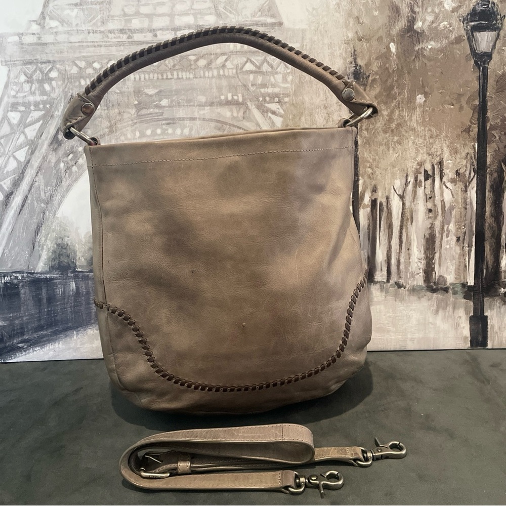 💙🤍🩶Frye Melissa Whipstitch Hobo Shoulder Crossbody Bag -ICE- $428